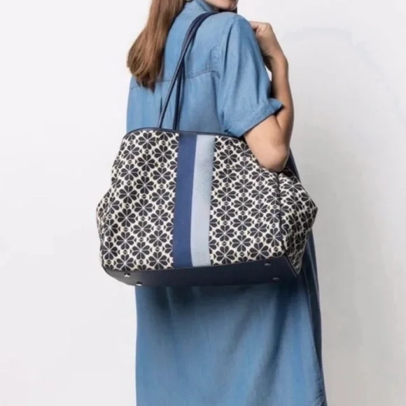 ♠️ New kate spade Spade Flower Jacquard Stripe Everything Large Tote
